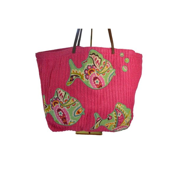 Vera Bradley Tutti Frutti Seashore Tote Bag With Appliqué Design & Floral Lining - Picture 1 of 7